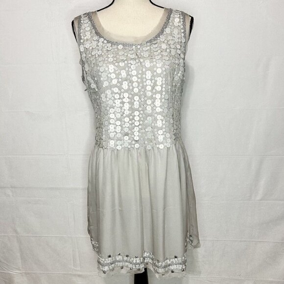 "Black" Collection Sleeveless Sequin Dress Gray Size Medium - Picture 1 of 9